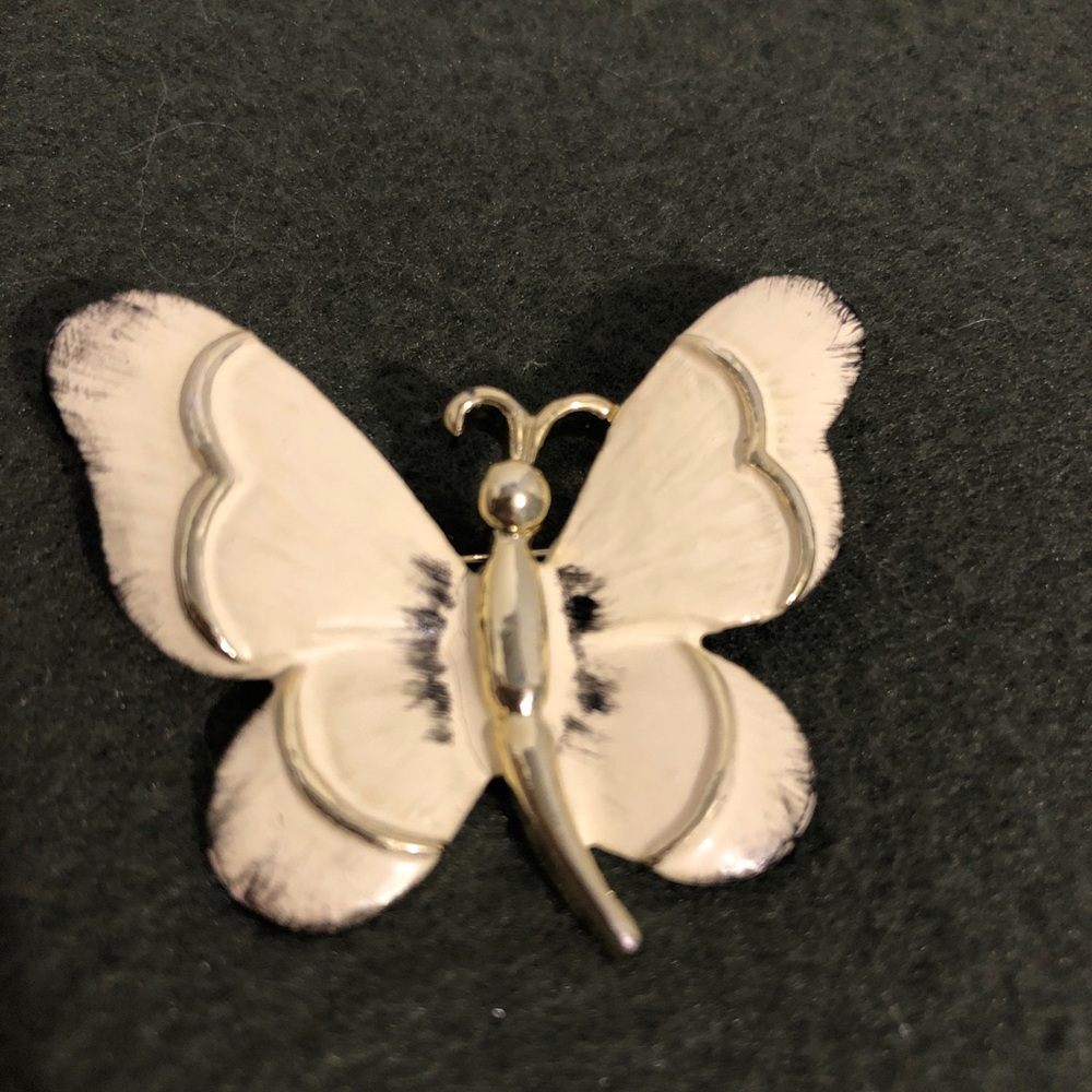 White Cerry butterfly brooch